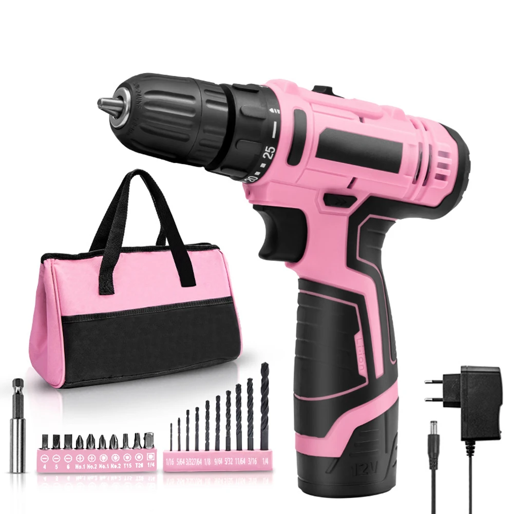 Pink Cordless Drill Driver  12V Power Tool with Comfortable Grip and Nature Like Dentures Teeth  Regain Your Confident Smile