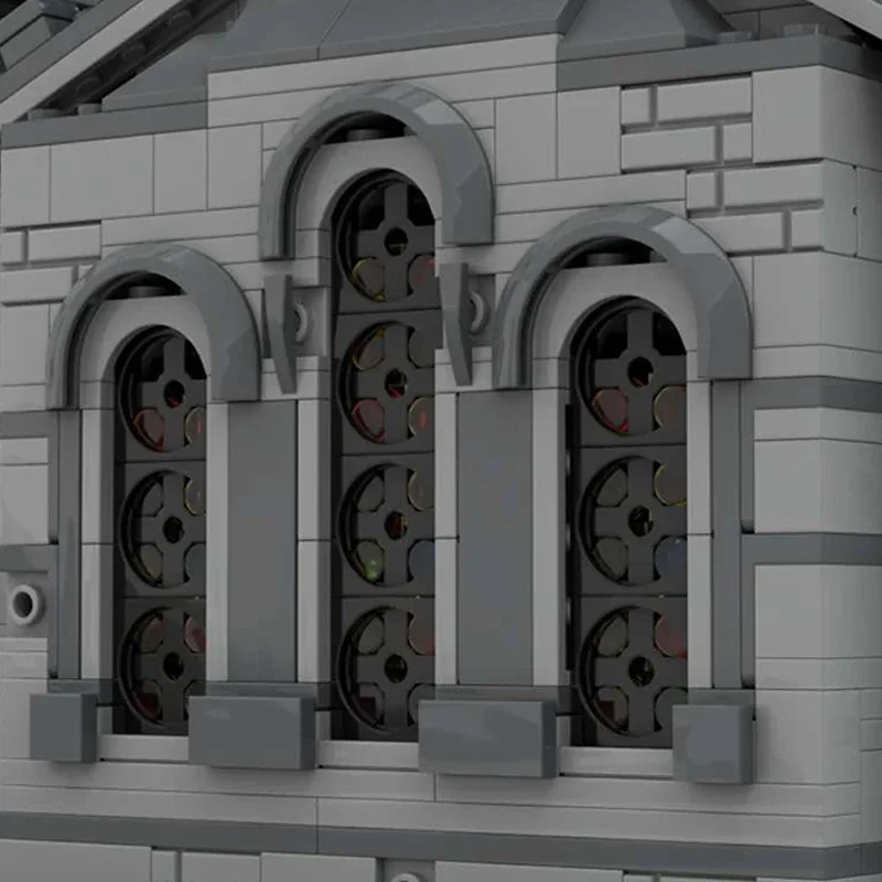 Moc tijolos de construção vista rua modelo igreja medieval tecnologia blocos modulares presente do feriado brinquedos para crianças conjuntos diy montagem