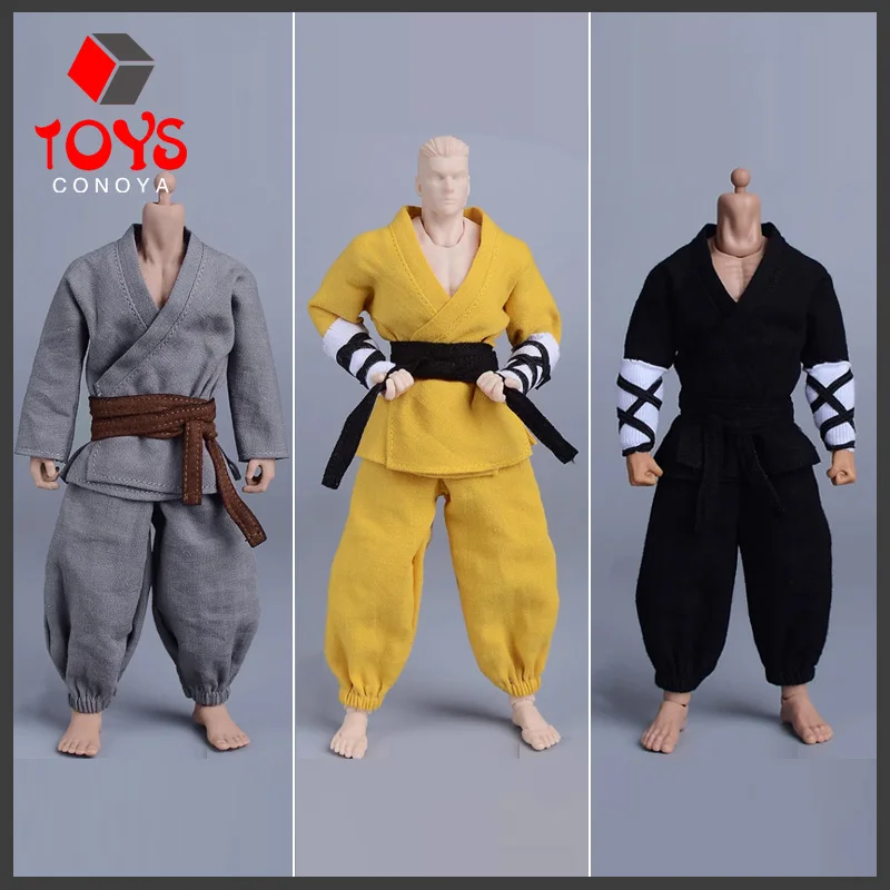 Romankey-Martial Monk Luta Roupas Set, 1/12 Homem Soldado, Wuxia Lanterna Calças, Roupas Modelo Fit, Action Figure Body Doll, 6"