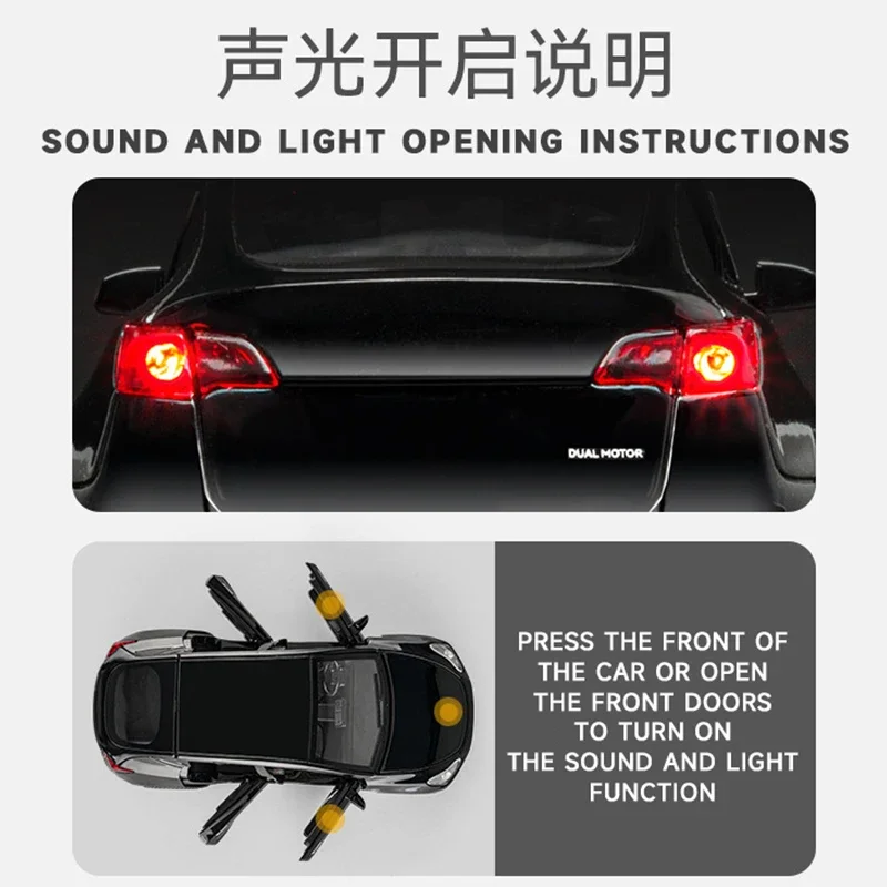 New Energy Model Y Diecast 1:32 Alloy Model Car Miniature Simulation Metal Vehicle Collect Christmas Gift Boys Toy