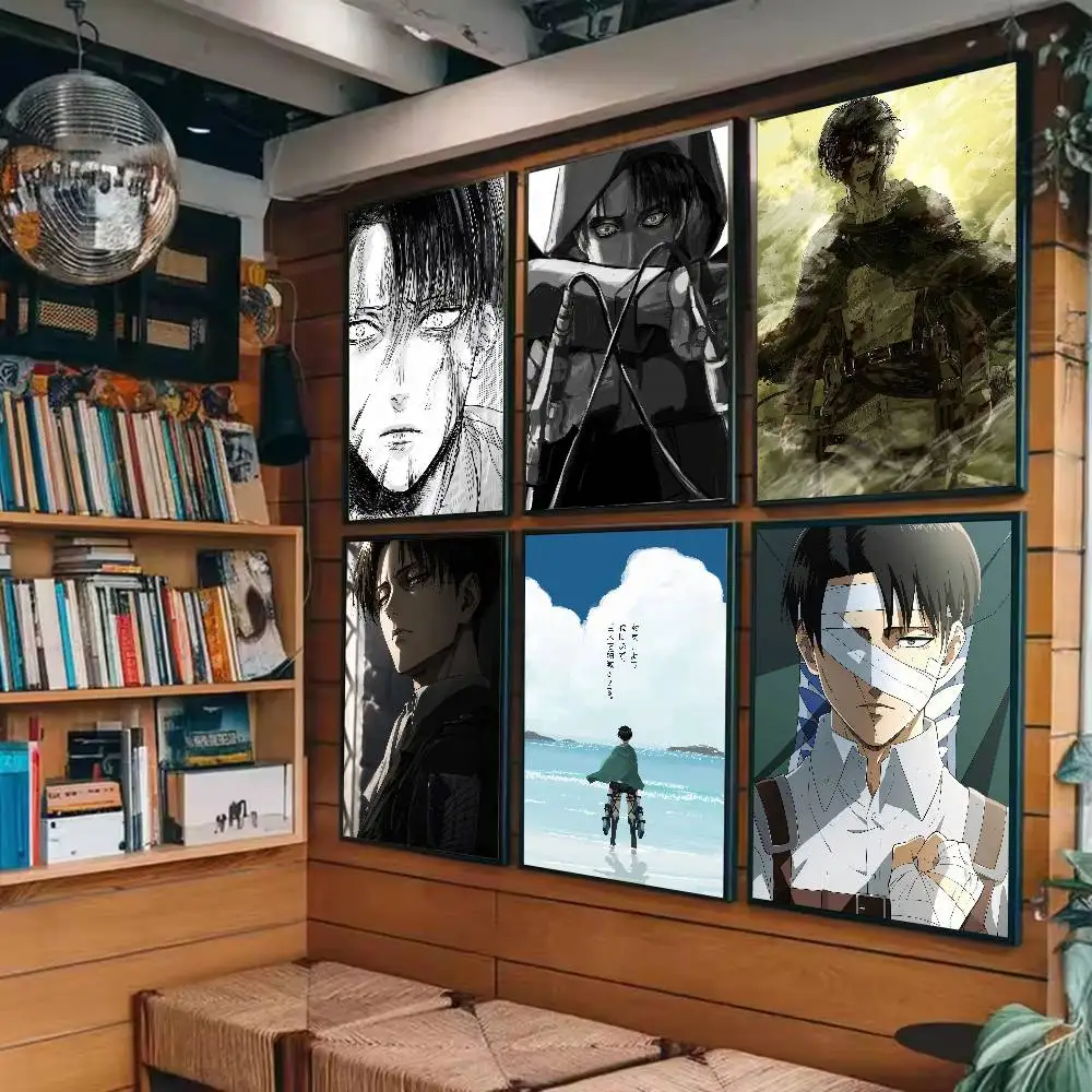 Cool Manga Style Levi Ackerman Poster Self-adhesive Art Paper Sticker Coffee House Bar Room Wall Decor