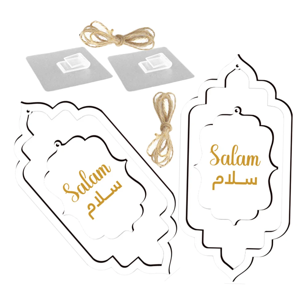 

2Pcs Wood Hanging Plaque Elegant Door Sign Home Decor Wooden Farmhouse Ornament MZ691
