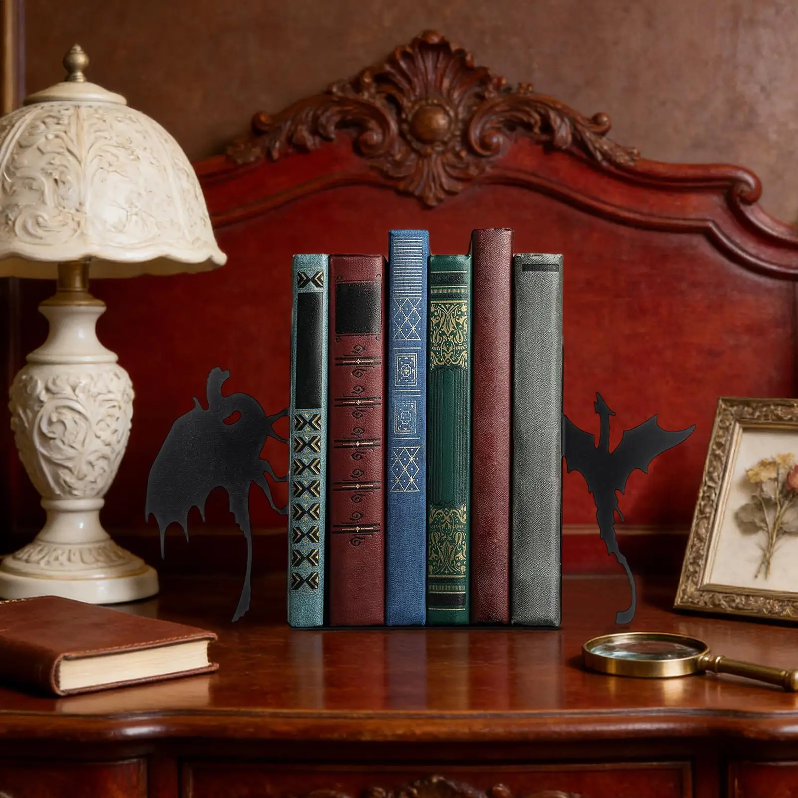 Black Book Ends Creative Dragon Metal Book Stand Decorative Gothic Book Holders Book Holder Rack For Home Bookshelves