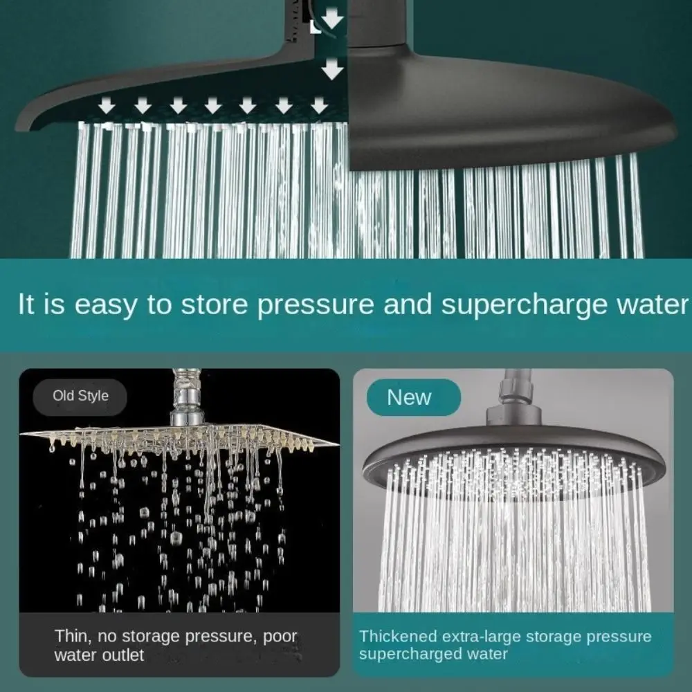 

9-inch Large Pressurized Shower Head Internal Pressure Booster Big Panel Rainfall Rain Shower Head Single Rain Fixed 360° Swivel