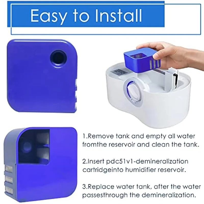 Paquete de 4 cartuchos de desmineralización PDC51V1 para humidificadores ultrasónicos Vick V4600, V5100 y VUL575 filtro humidificador Durable-A58E