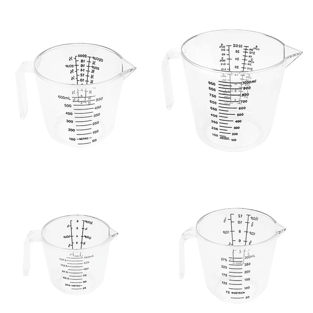 1Pc Plastic Measuring Cup With Clear Markings Wide Mouth & Triangular Spout For Baking And Cooking 150/300/600/1000ml