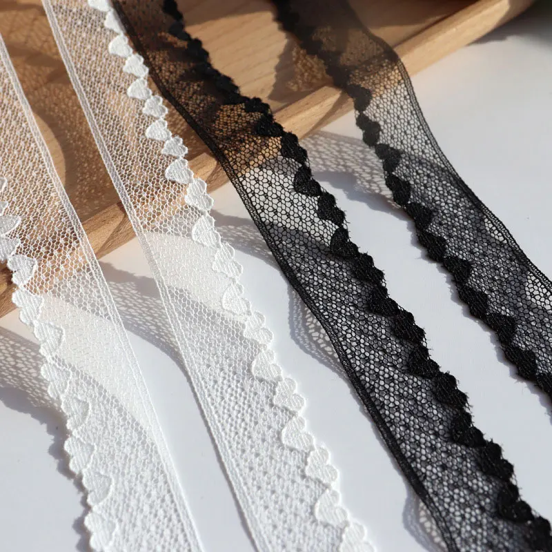 1/5/10 Meter 2 cm Nähen Spitzenband weiß schwarz Herzform Trim Spitzenstoff für DIY Handwerk Nähzubehör Hochzeitsdekoration