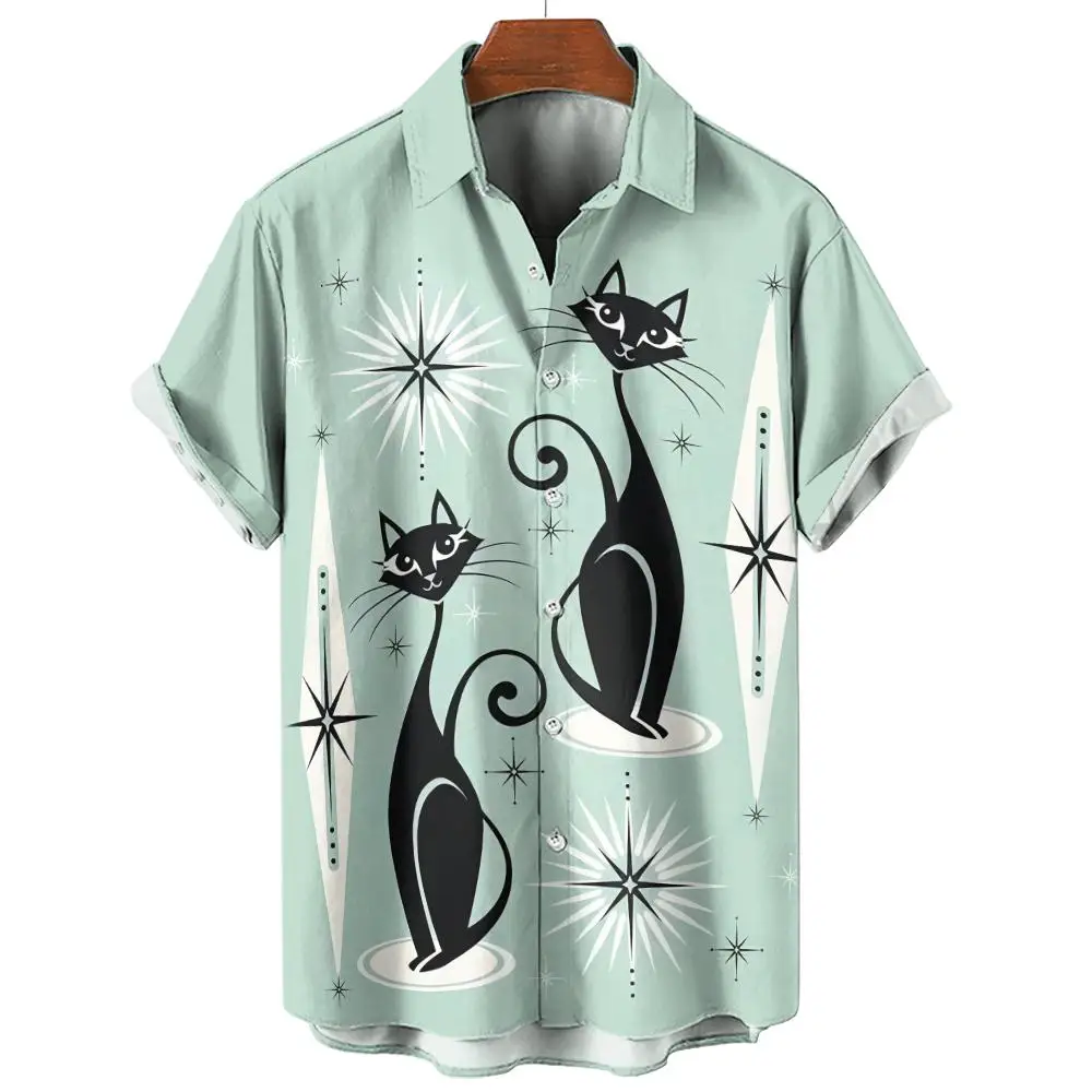 2024 Men\'s classic hawaiian shirts 3D Prints Cat graphics summer short sleeve shirts for hawaii style fashion unisex basic shirt