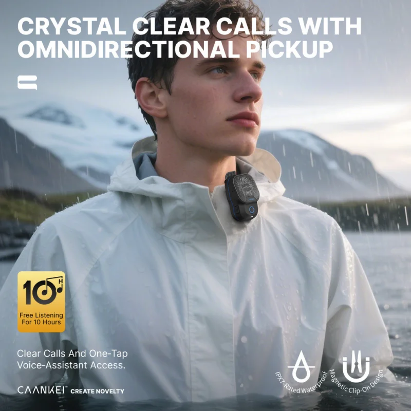 Speaker Bluetooth Nirkabel Portabel Mini Dapat Dipakai IPX7 Speaker Tahan Air Olahraga Luar Ruangan Kotak Suara Clip-on Panggilan HD Bebas Genggam