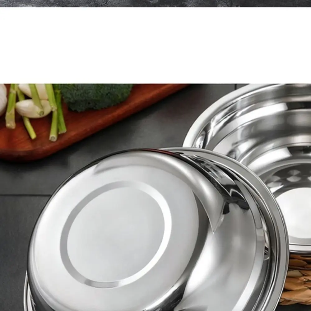 Functional Stainless Steel Round Basin For Yabei Kitchen Bowl For Mixing Beating Eggs Serving Dish Metal Vessel