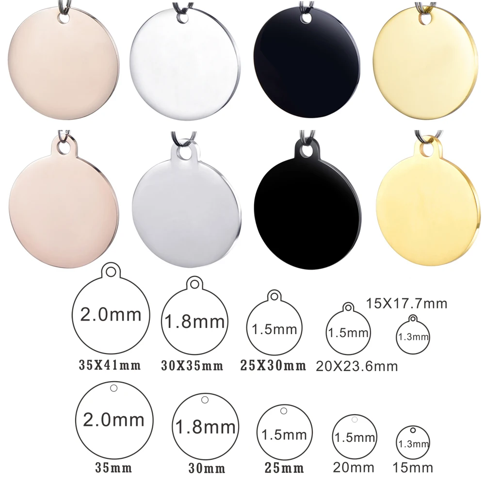 

10pcs/lot Wholesale Sale By Bulk Tag Plate Circular Perforated Stainless Steel Plate Available in 4 colors Pet Products Dog Tag