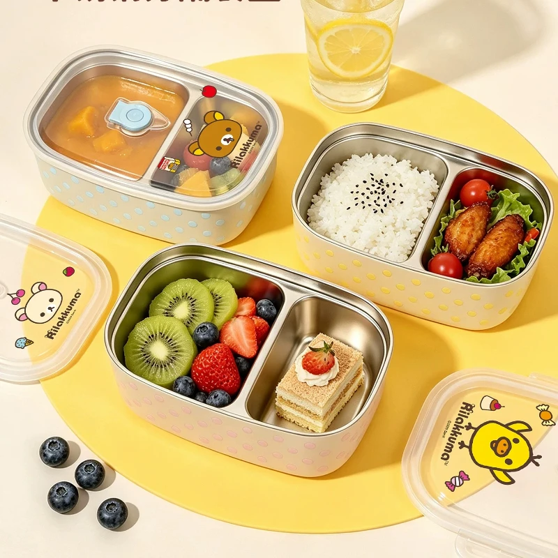 Kawaii 1200ml Japanese Rilakkuma Stainless Steel Lunch Box Divided Lunch Box Student Lunch Box Portable Picnic Sealed Box view 4