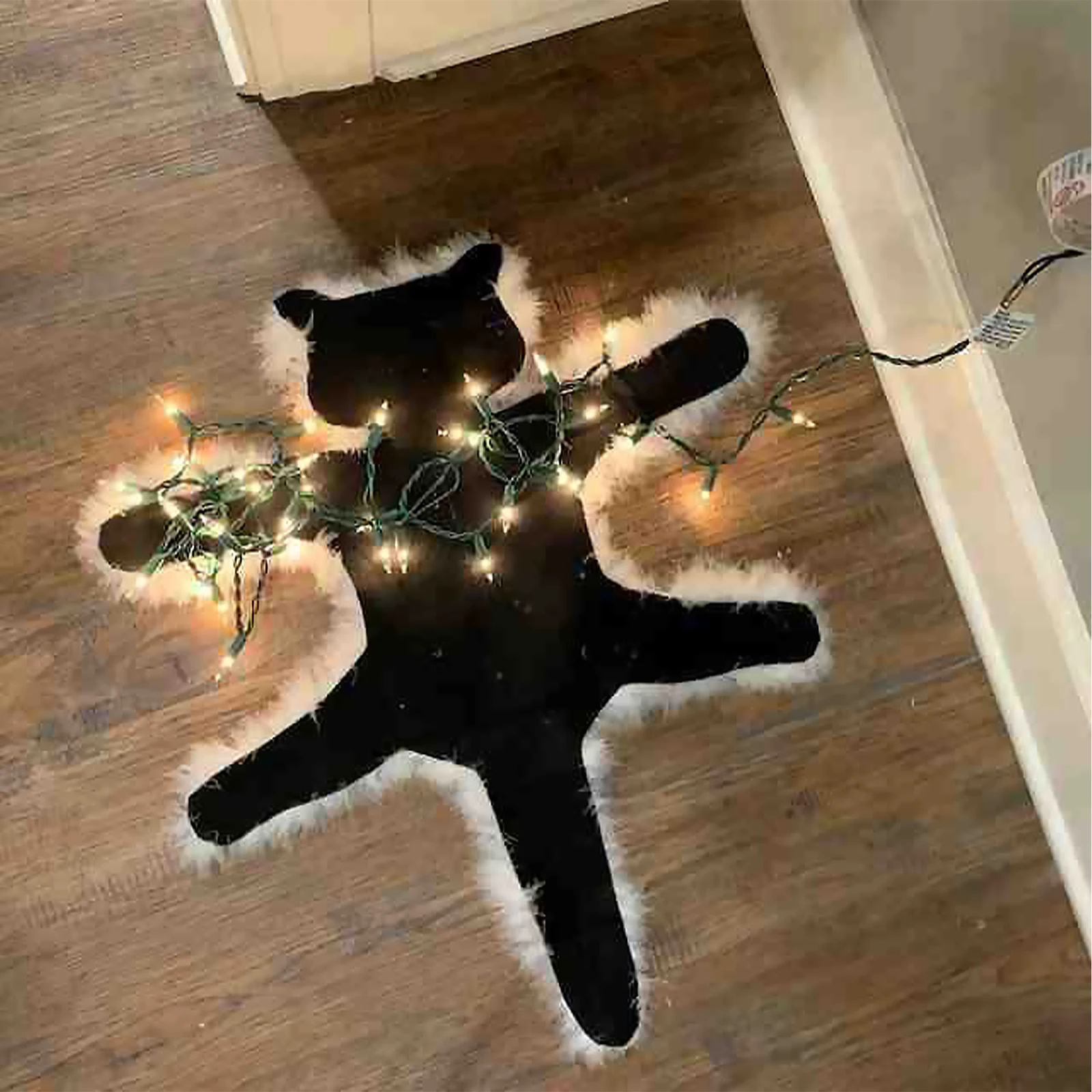 48 * 58CM Cute Fried Cat Plush Carpet with Lights (Without Batteries) for bedroom living room decoration