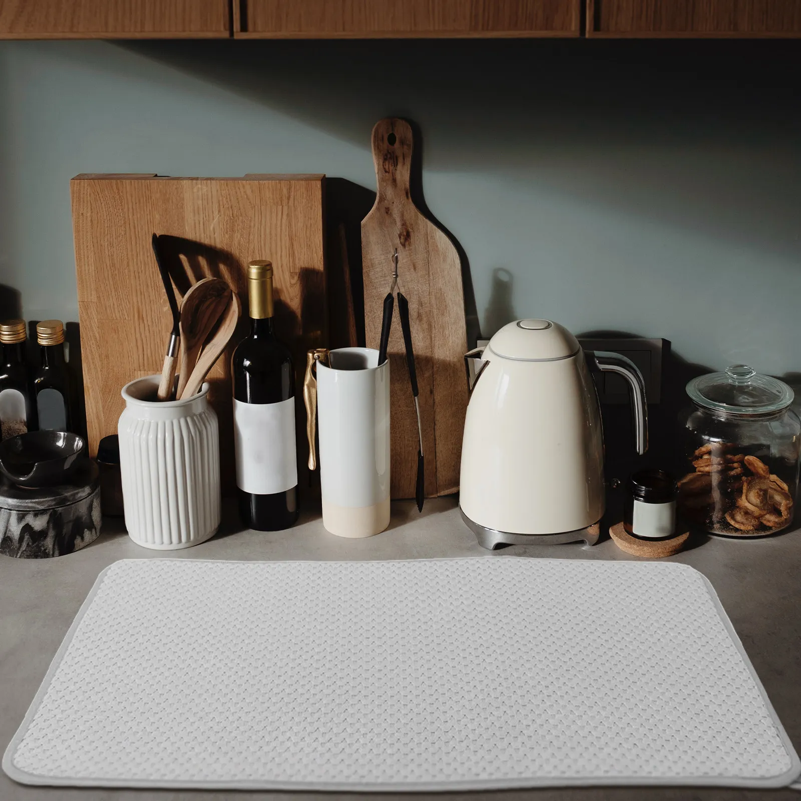 Dish Drying Mat Triple Layer Absorbent Quick Dry Non Slip Foldable Kitchen Counter Sink Draining Pad