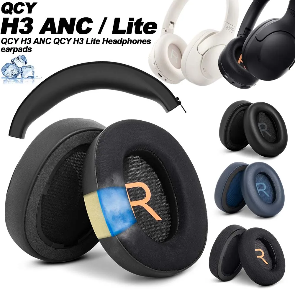 Almofadas para Fones de Ouvido QCY H3 Lite ANC TOZO HT2/HT3, Almofadas Substitutas em Tecido de Malha com Espuma de Memória e Proteína Macia