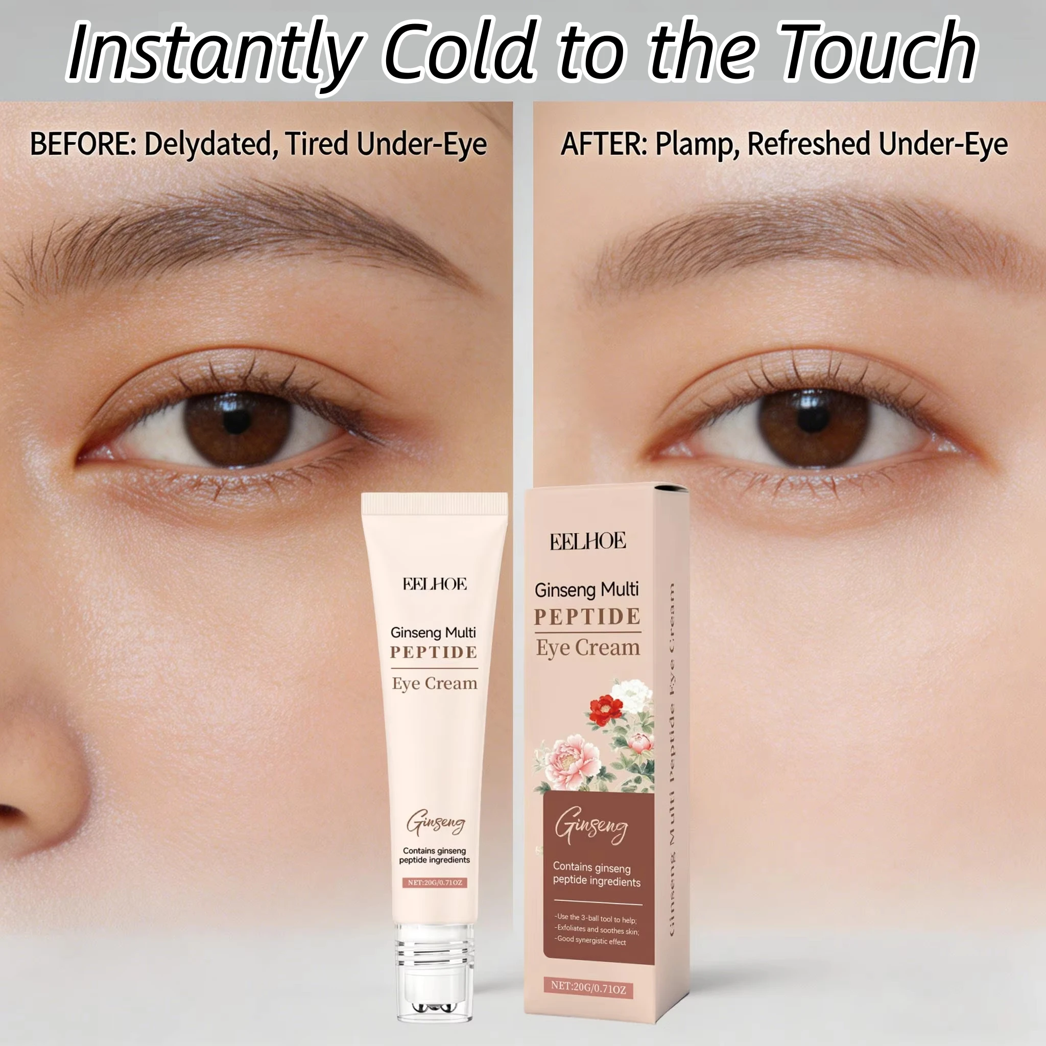 

Крем для глаз с тройным пептидным комплексом и роликовым аппликатором – охлаждающий металлический массажер для темных кругов и отеков, антивозрастная сыворотка для кожи вокруг глаз от морщин и мешков