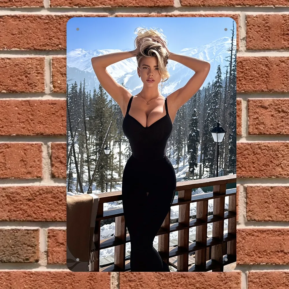 لوحة فنية جدارية معدنية عتيقة - ملصق نموذجي مع خلفية جبلية مهيبة مقاس 12 × 8 بوصة، ديكور مكتب لغرفة النوم وغرفة المعيشة للرجال، U #1