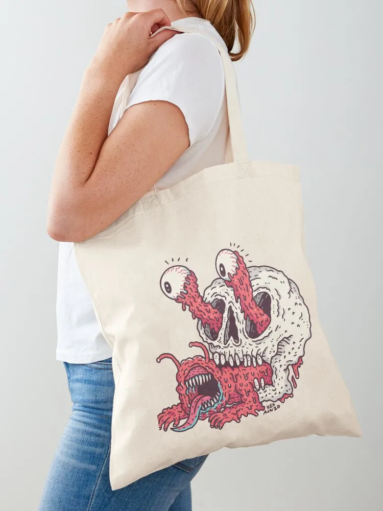 

Snail and Skull Tote Bag tote bags aesthetic Canvas shopping trolley bag reusable shopping bags