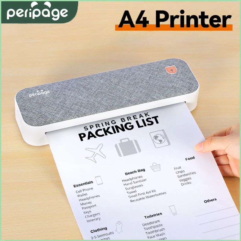 PeriPage A4 Printer Continuous Thermal Paper Printer No Need Ink or Toner Wireless PDF Webpage Contract Picture Photo Printers