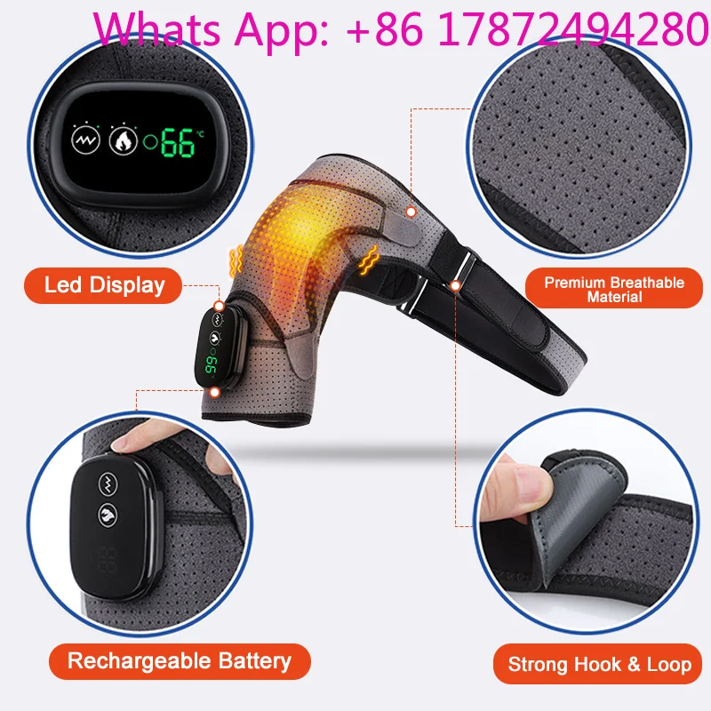 Rechargeable Wireless Vibration Brace Support Wrap Heated Shoulder Pad Massage Belt and Shoulder Massager