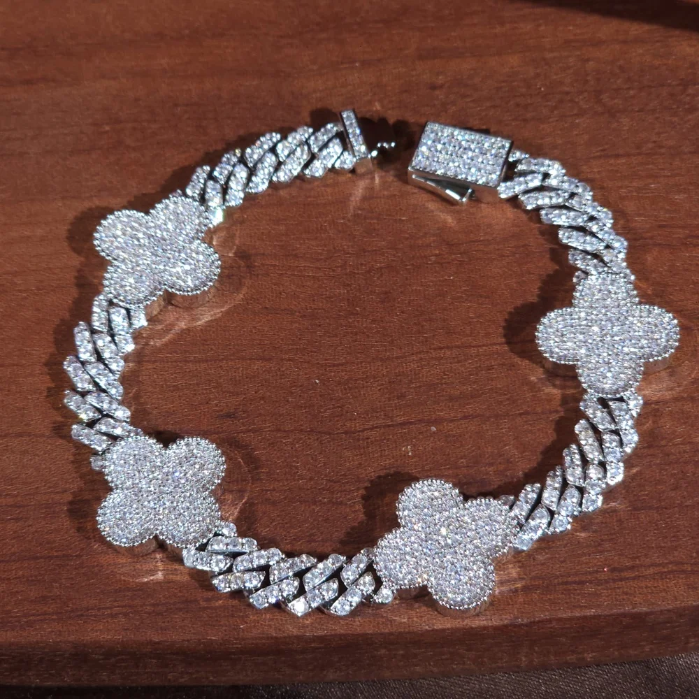 ICEC زهرة الكوبية سوار مثلج خارج تشيكوسلوفاكيا الأحجار الصب المشبك النساء الإكسسوارات الهيب هوب سلسلة الروك الإسورة سلاسل فاخرة الفرقة #3