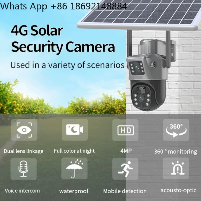 4G SIM Card WIFI Solar Camera Dual Lens PTZ Camera Outdoor Spot