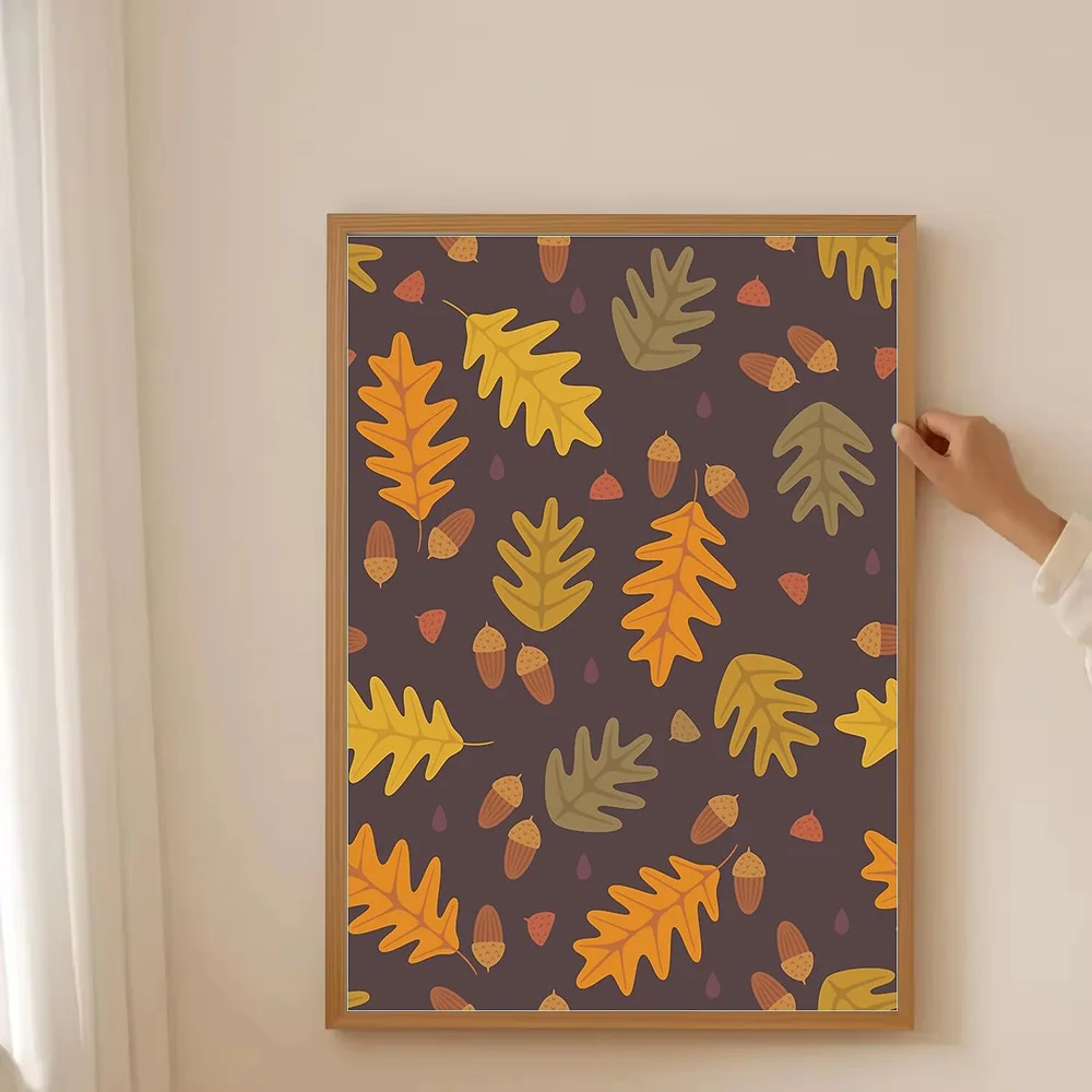 غير المؤطرة سقوط يترك قماش جدار الفن الخريف ديكور المنزل صورة طباعة ريفي الغابات طبيعة المشهد أشجار الغابات هدية #3