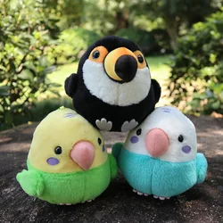 Small Round Blue Budgie Toucan Plush Toys Soft Real Life Yellow Cockatiel Budgerigar Bird Stuffed Animal Toy Gifts