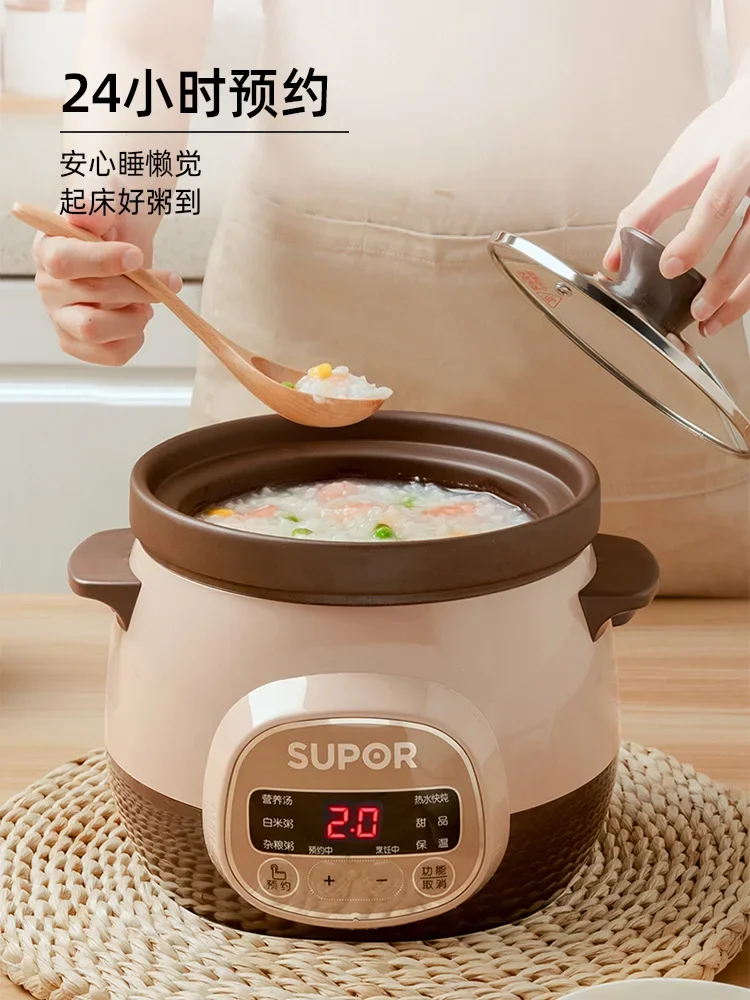 SUPOR-Marmite électrique en céramique 220V, pour la cuisson de la soupe et de la bouillie, petit cuiseur à Leurs oût sain pour 1-2 personnes