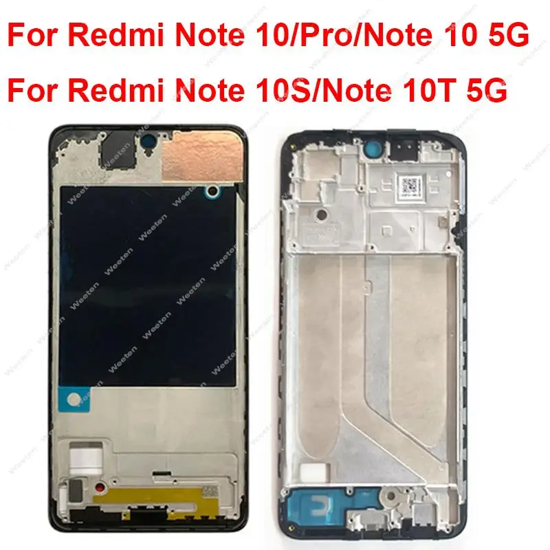 

Передняя рамка ЖК-дисплея для Xiaomi Redmi Note 10 10 Pro Max 10S 10T 4G 5G, передняя крышка ЖК-экрана, детали корпуса