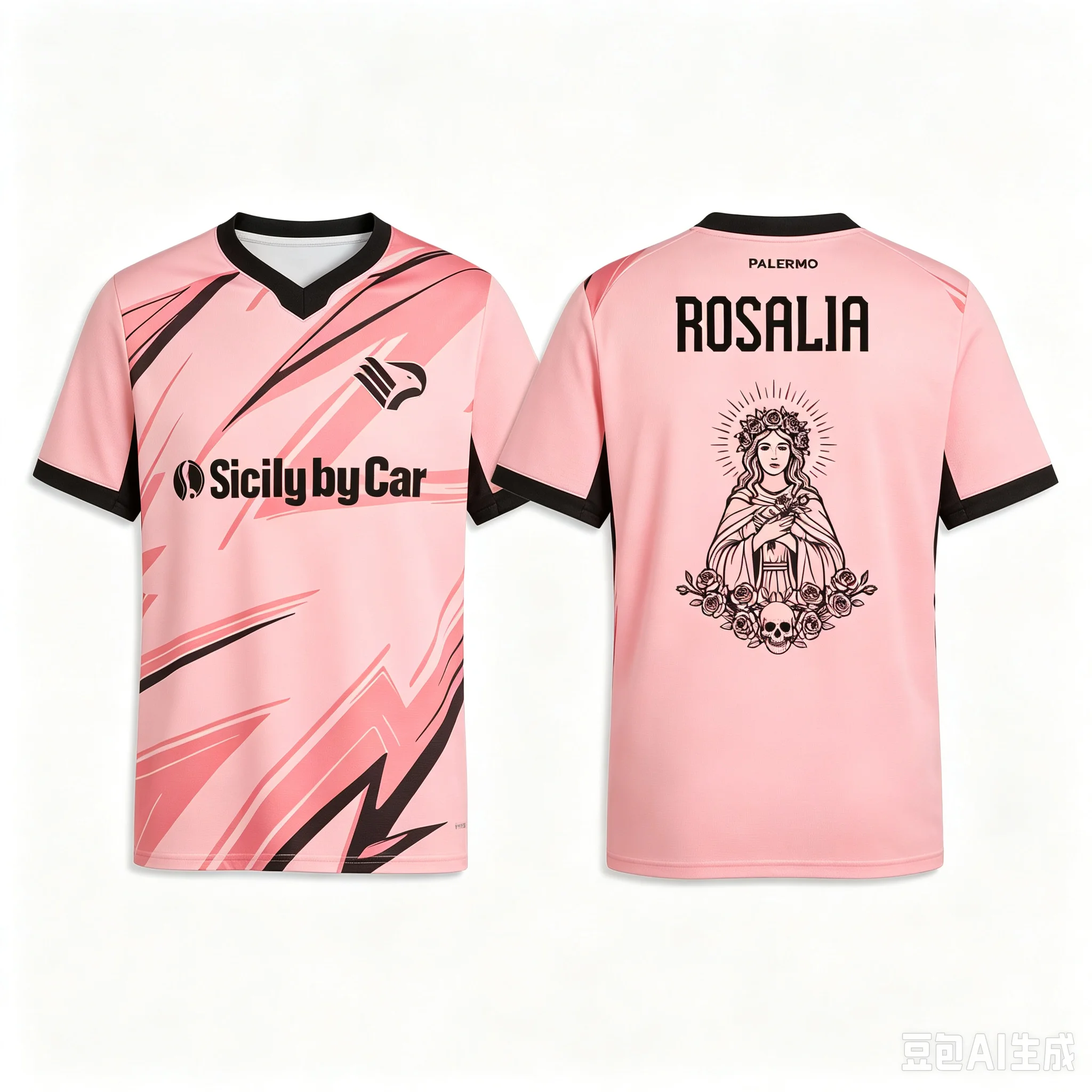 Palermo 2026/27 Concept Design Lightning Texture Rosalia Football Jersey Casual Sports Short Sleeve T Shirt Family Matching