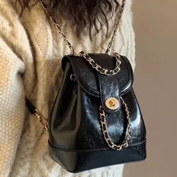 Mini Backpack Women's Korean Version Large-capacity Rhombic Chain Backpack Small Fragrance College Student Backpack Trendy