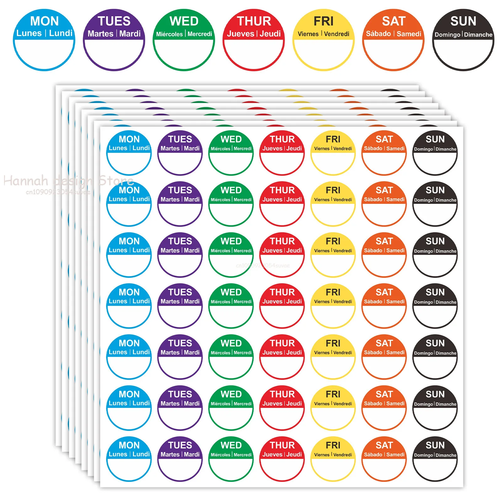 5 Sheets Day of The Week Stickers Food Labeling Date Dot Stickers for Restaurant Food Container Shop Kitchen Stationery Sticker