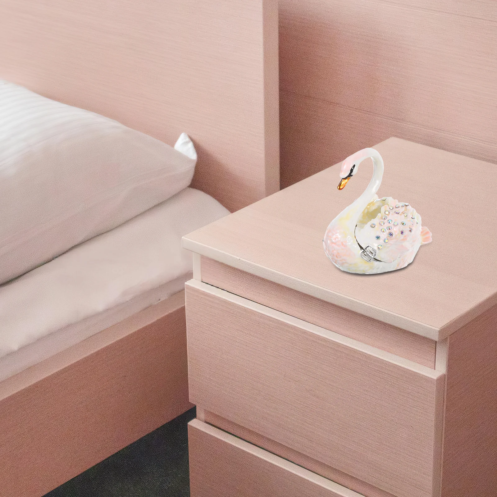 

Swan Shape Jewelry Box Organizer Alloy Vintage Desktop Adornment Wedding Engagement Ring Storage Decor Gift Jewelry Box