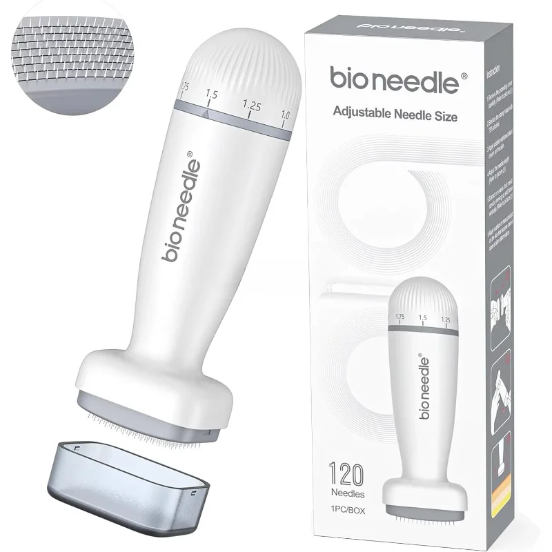 Microneedle Derma Roller Stamp Pen, BioNeedles ajustáveis, Professional Microneedling Stamp, Cicatriz de acne, Tratamento de estrias