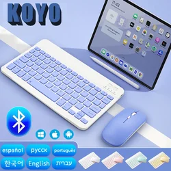 Teclado y teclado inalámbricos portátiles, conjunto de 10 pulgadas, español, ruso, árabe, coreano, para iPad, Samsung, Tablet, portátil, IOS y Android