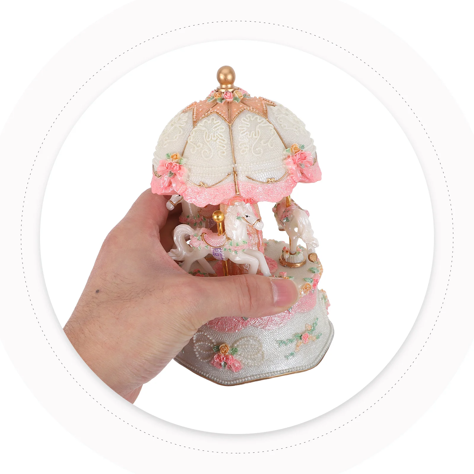 

3-Horse Carousel Music Box Color Changing Led Lights Vintage Rotating Wind Up Musical Decor For Holiday Tabletop Christmas