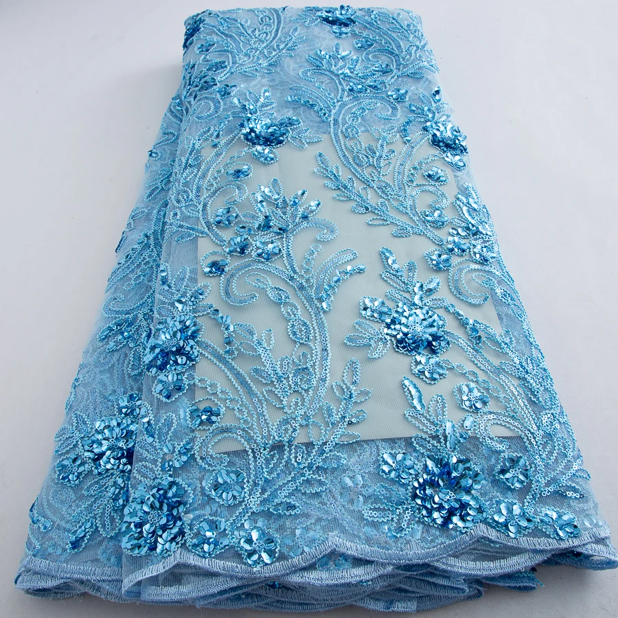 

African Mesh Lace Fabric 2025 Newest Design French Tulle Lace Fabric With Sequins For Women Christmas Party Dresses Sewing A4062