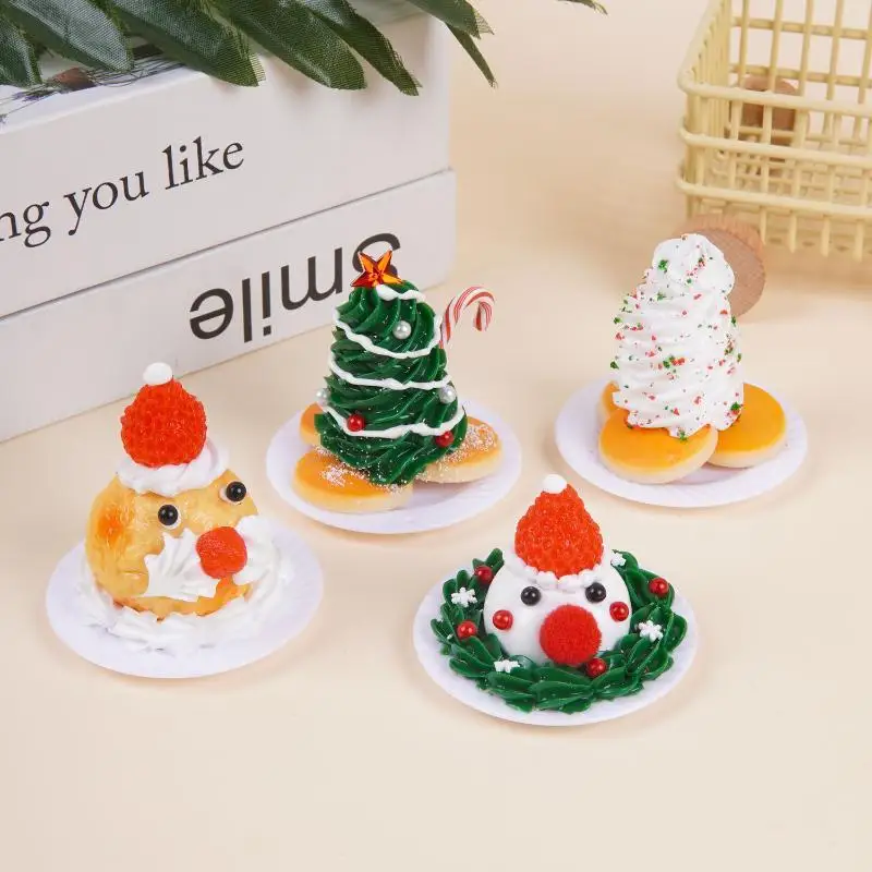 Mini Artificial Christmas Dessert Ornaments Realistic Design Cute Shapes For Dollhouse Christmas Home Party Decor