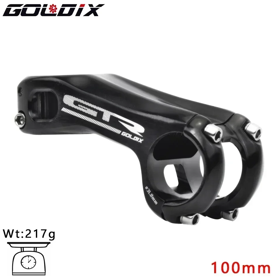 GOLDIX -17 Degree Bicycle Stem 3D Forging Aluminum Alloy 80/90/100mm Length Bike Stem for Mountain Bike 31.8mm Handle