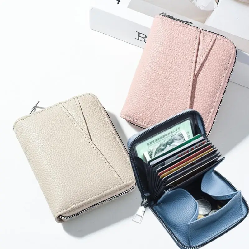 1 Stück Kurze Damen-Geldbörse mit Lychee-Muster, Modische Multi-Kartenfach-ID-Kartenhalter-Münzbörse mit Reißverschluss für Frauen – Detail 5