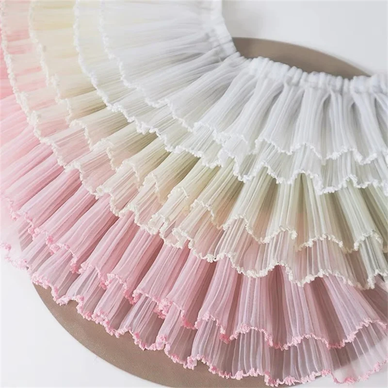 10cm Wide High Quality Eugen Yarn Lace Pleated Lace DIY Handmade For Wedding Skirt And Pet Clothing Sewing Materials