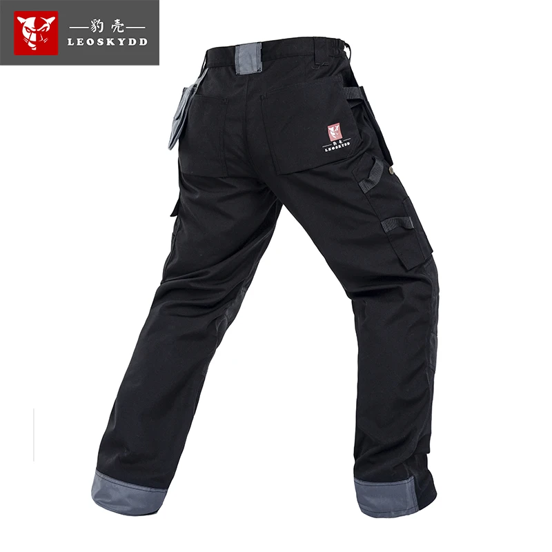 Bauskydd High quality Polycotton men\'s workwear wear-resistance multi-pockets cargo trousers black work pants men