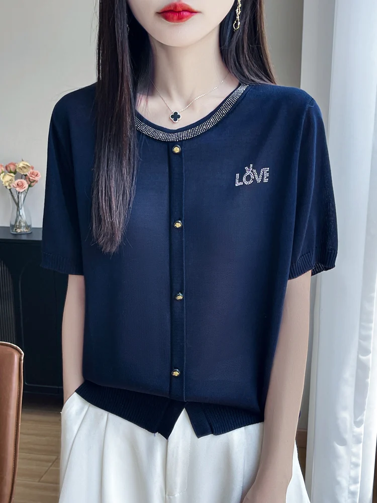 

25New Summer Short Sleeves O-Neck T-Shirt Large Size T-Shirt Women's High Grade T-Shirt Fashion Comfortable Leisure T-Shirt Tops