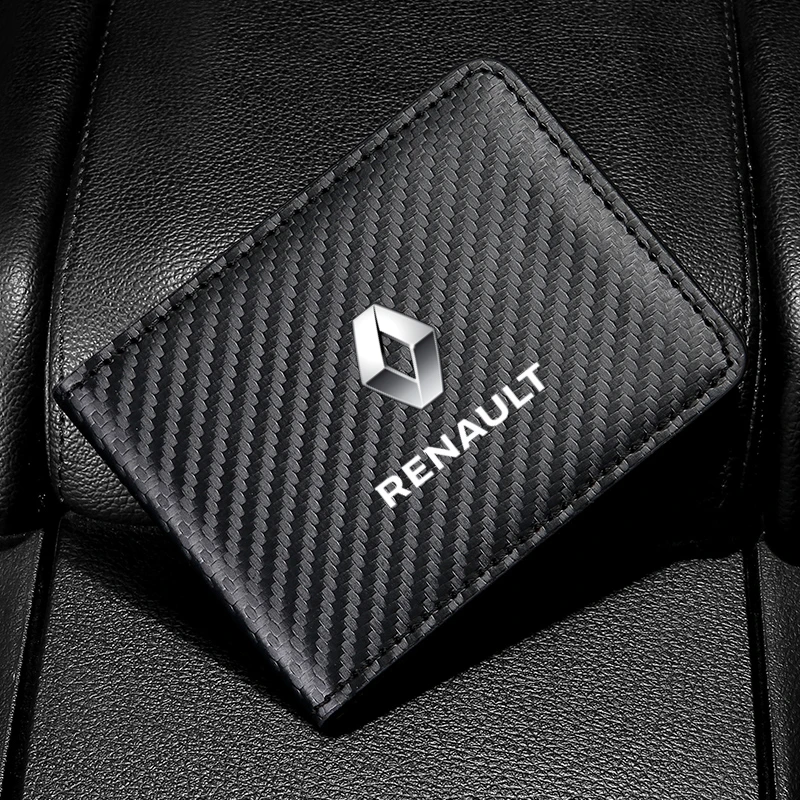 Carbon Fiber Car Driving Documents Case Credit Card Holder For Renault Megane 2 3 Clio Scenic Duster Kaptur Captur Logan