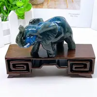 Natural Labradorite Elephant Crystals Carvings Polished Animal Healing Statue Reiki Home Decoration 1PCS