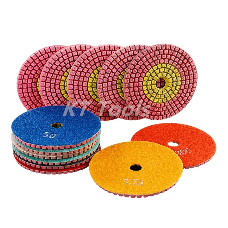 7PCS 4Inch 100mm Diamond Polishing Pads For Granite Marble Concrete Stone Polishing Disc Wet Sanding Disc Grinding Wheel