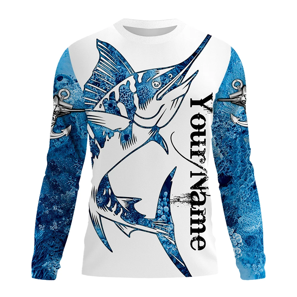 Men\'s T-Shirts Fishing Graphic 3D Print Tee Shirt Spring and Autumn Tops Fashion Casual Long sleevedfor Men Clothing XS-5XL