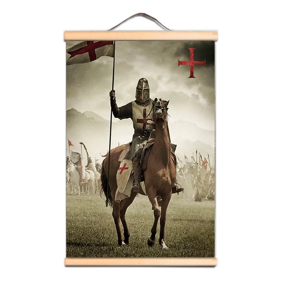 

Masonic Knights Templar Flag Wall Hanging Painting Vintage Crusades Armor Warrior Scroll Poster and Canvas Art Prints Home Decor