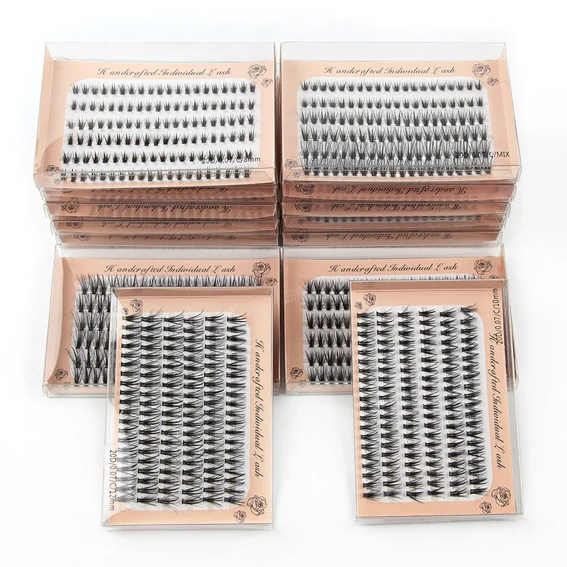 Wholesale 5/10/20 Boxes Clusters Individual Lashes Natural Long False Eyelashes Soft Faux Lash Eyelash Extension Makeup Tools